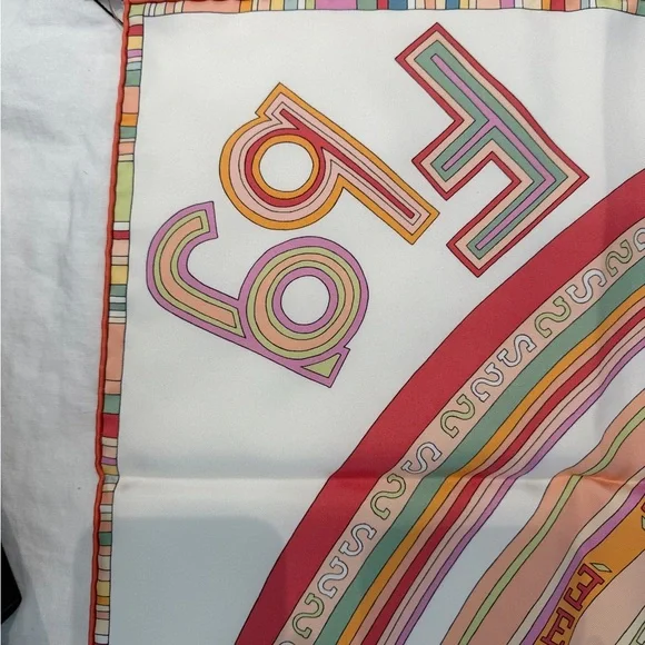 Hermès Multicolor Striped Silk Scarf with Orange Box - Picture 9 of 11